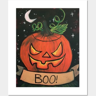 Halloween Jackolantern Boo Shirt by Canadian Artist Stephanie Perry Posters and Art